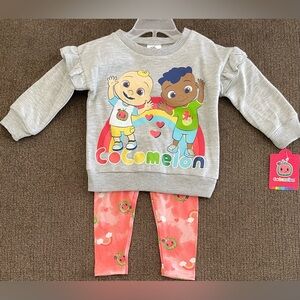 NWT Infant Girl’s CoComelon 2 Piece Fleece Pants Set Size 12M